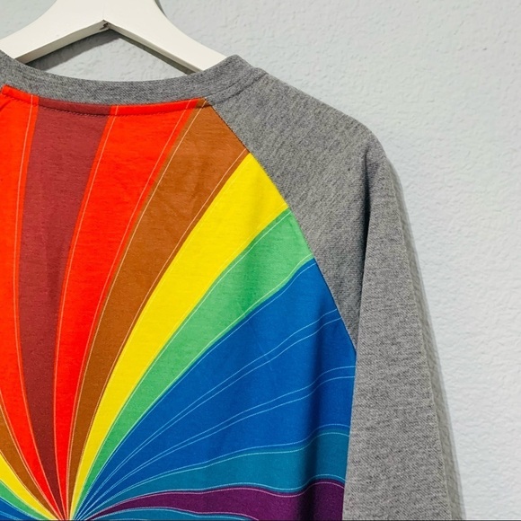 Unisex Sunburst Pride Long Sleeve Bohemian Sweatshirt Size Large Crew Neck - Picture 4 of 5